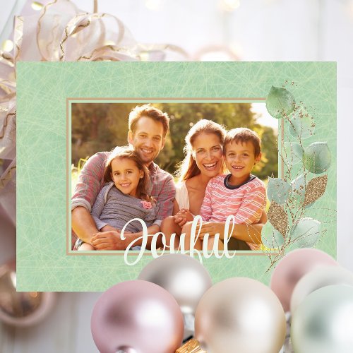 Elegant Joyful Stylish Simple Eucalyptus Christmas Card