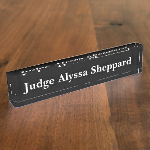 Elegant Judge Acrylic Black Desk Name Plate