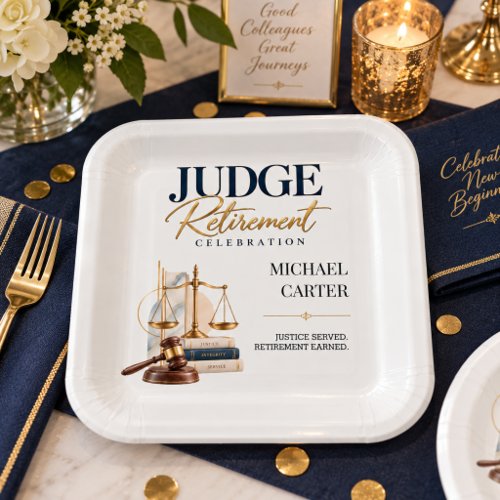 Elegant Judge Retirement Party Celebration Paper Plates
