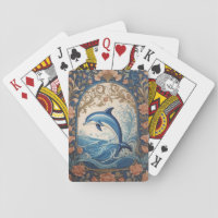 Elegant Jumping Dolphin William Morris Inspired Playing Cards