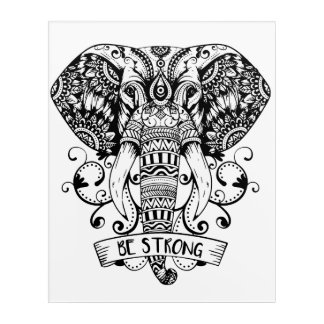 Elegant Jungle Animal Elephant head Sketch Acrylic Print