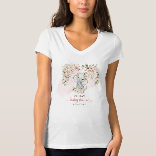 Elegant jungle elephant blush flowers mom_to_be T_Shirt