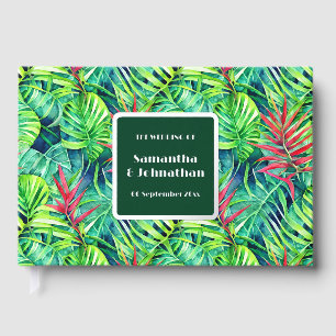 Elegant Jungle greenery tropical leaf real foil Foil Guest Book