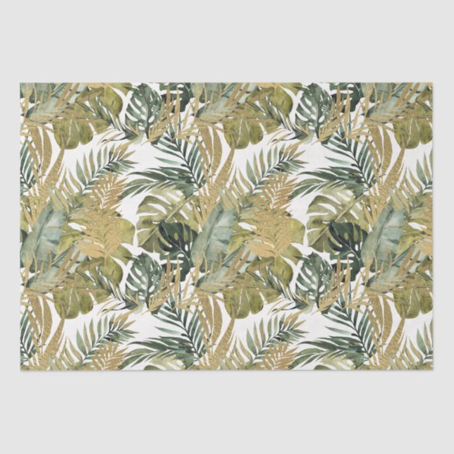 Elegant Jungle Leaves Tissue Paper (Front)