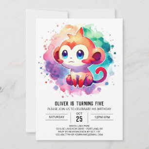 Elegant Jungle Monkey Birthday Invitation