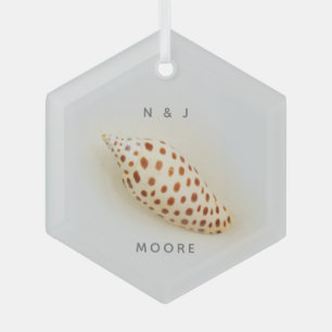 Elegant Junonia Beach Shell Glass Ornament