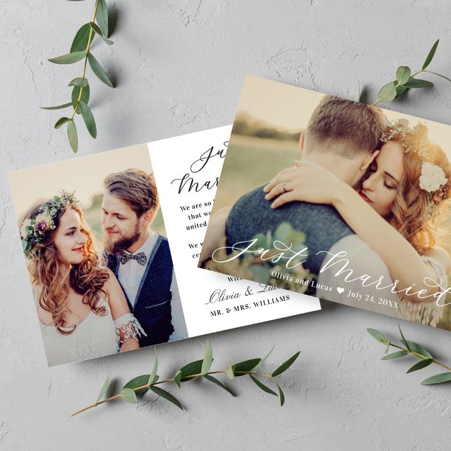 Elegant Just Married Custom Photo Wedding Announcement (Creator Uploaded)