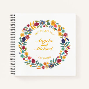 Elegant Just Married Floral Wedding   Guestbook Notebook
