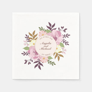 Elegant Just Married Floral Wedding   Napkin