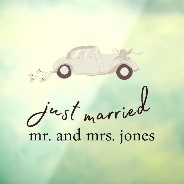 Elegant Just Married Getaway Car Window Cling (Sheet 3)