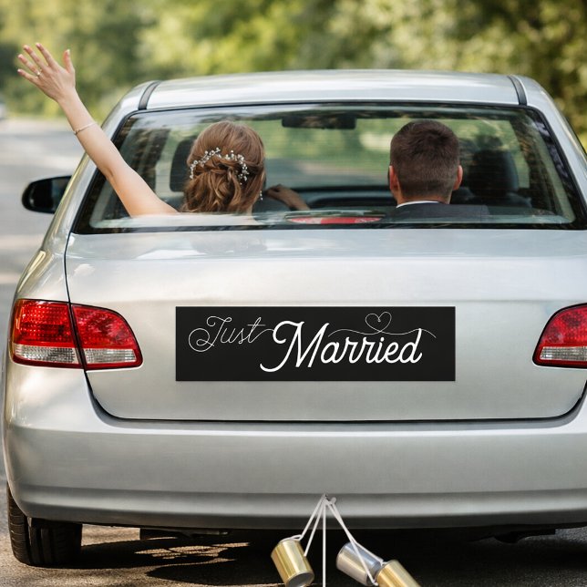 Elegant Just Married Heart Car Magnet (Creator Uploaded)