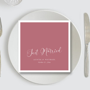 Elegant 'Just Married' Heart - Rose Gold Wedding Napkins