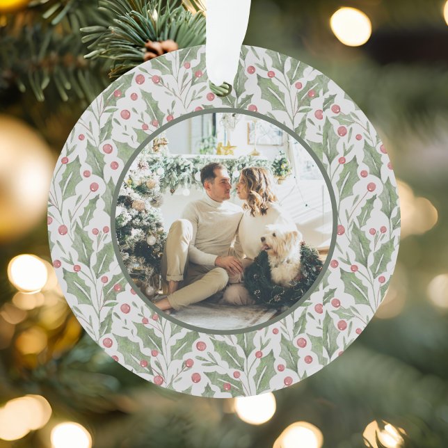 Elegant Just Married Newlywed Photo Christmas Ornament (Creator Uploaded)