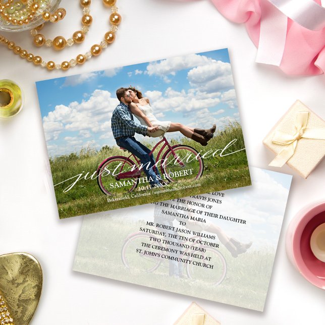 Elegant Just Married Photo Wedding Save the Date Invitation (Creator Uploaded)