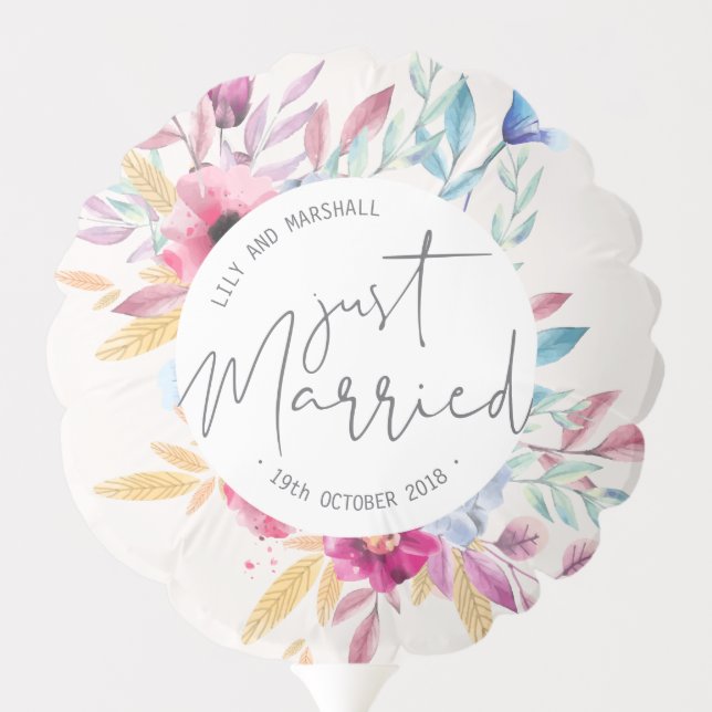 Elegant Just Married Wedding | Balloon (Back)