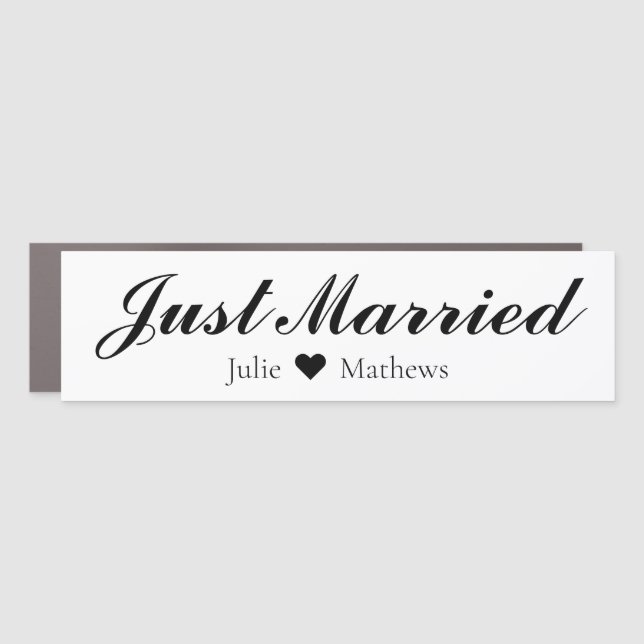 Elegant Just Married Wedding Car Magnet (Front)