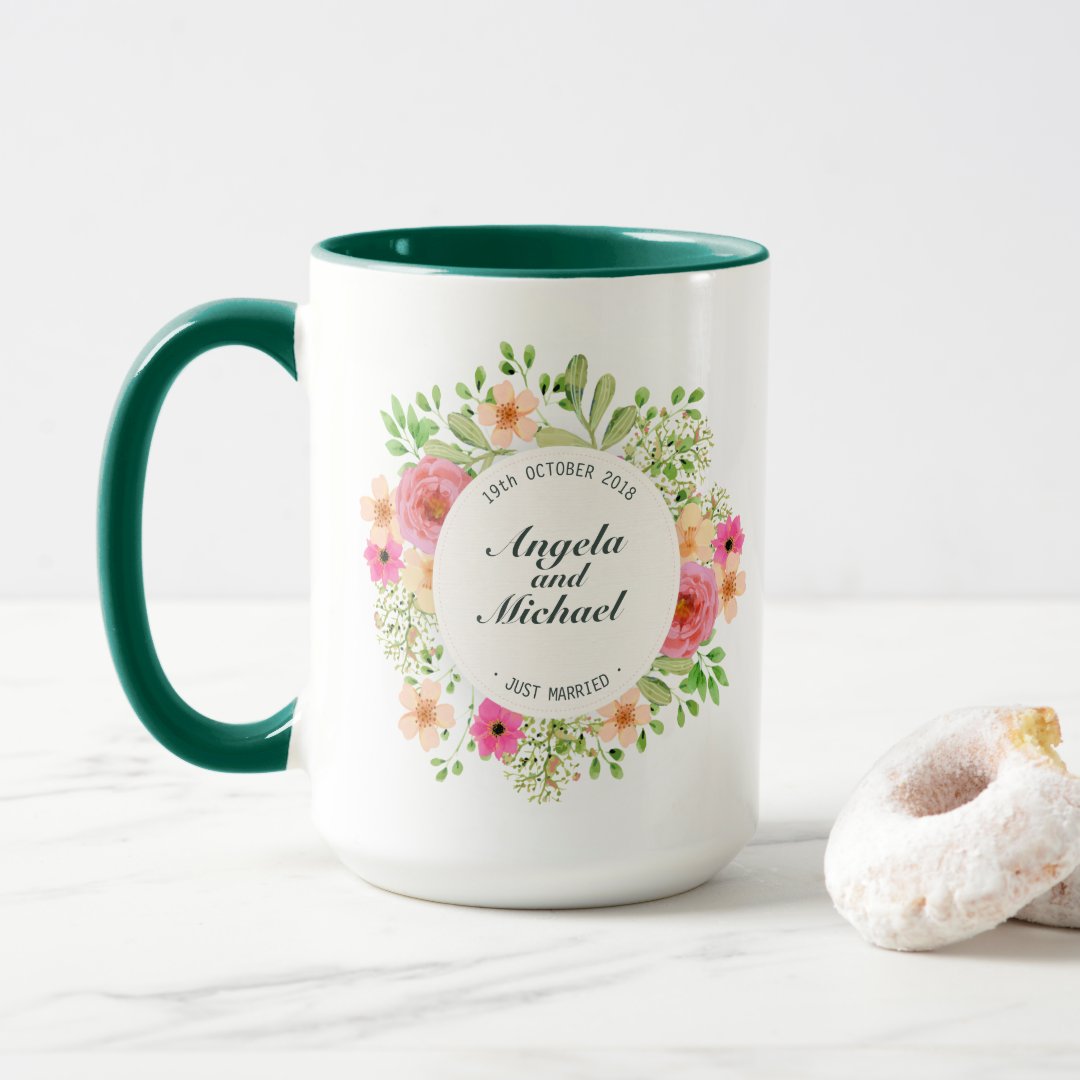 Elegant Just Married Wedding Combo Mug | Zazzle