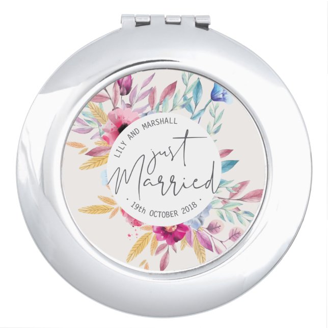 Elegant Just Married Wedding | Compact Mirror (Front)