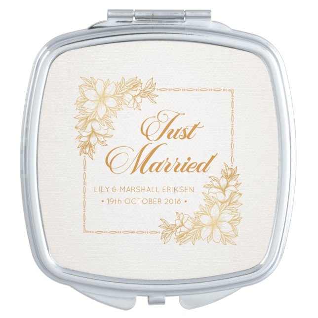 Elegant Just Married Wedding | Compact Mirror (Front)