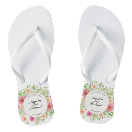 Elegant Just Married Wedding Flip Flops