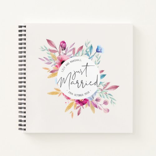 Elegant Just Married Wedding  Guestbook Notebook