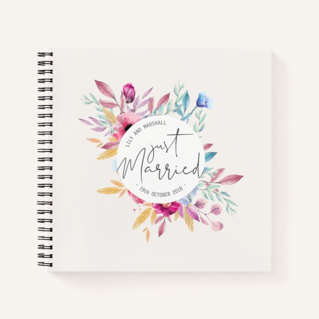Elegant Just Married Wedding | Guestbook Notebook (Front)