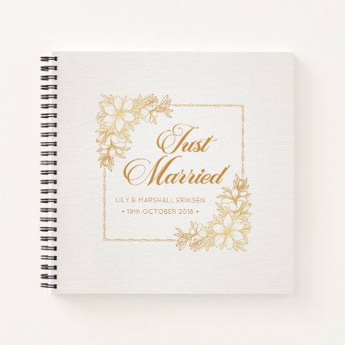 Elegant Just Married Wedding  Guestbook Notebook