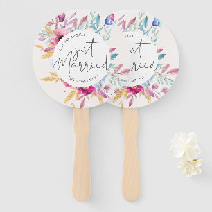 Elegant Just Married Wedding Hand Fans