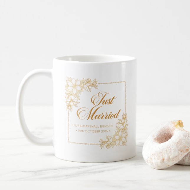 Elegant Just Married Wedding | Mug (With Donut)