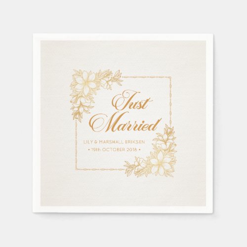 Elegant Just Married Wedding  Paper Napkin