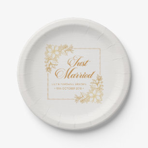 Elegant Just Married Wedding Paper Plate