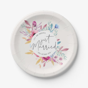 Elegant Just Married Wedding Paper Plate