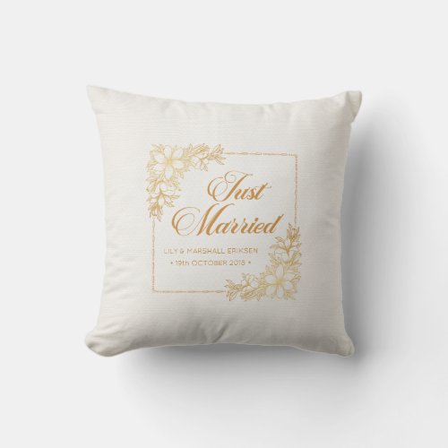 Elegant Just Married Wedding  Throw Pillow