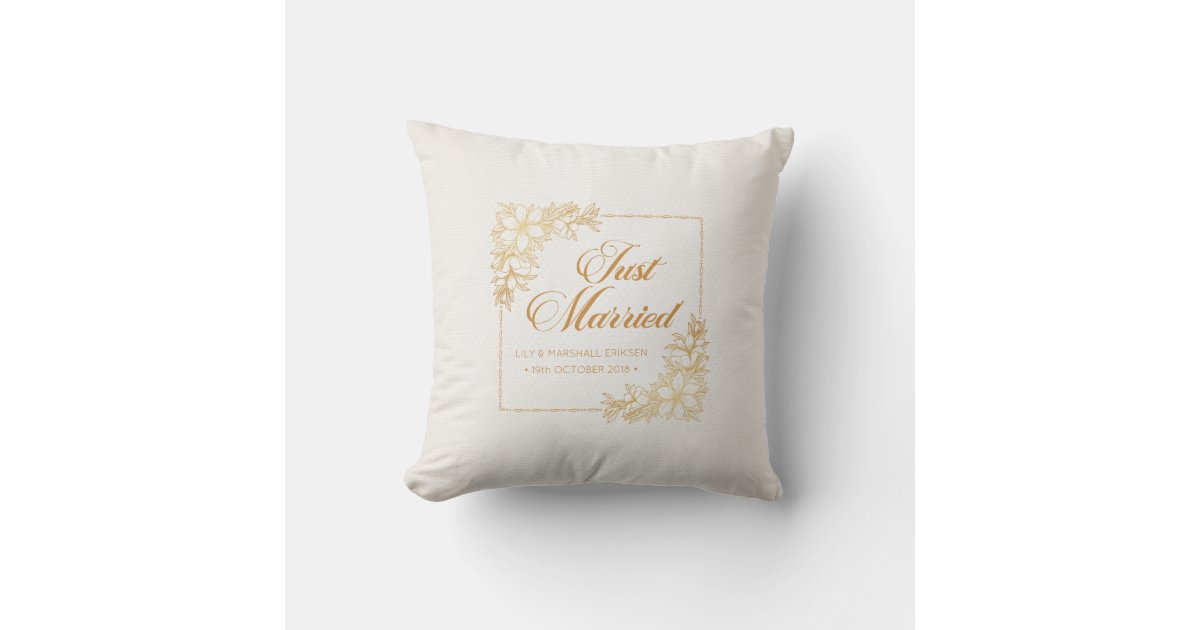 Elegant Just Married Wedding Throw Pillow Zazzle