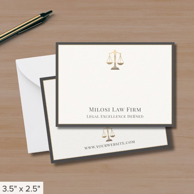Elegant Justice Scale Legal Note Card (Creator Uploaded)