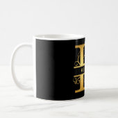 Elegant "K" Monogram Personalized Name Black Gold Coffee Mug (Left)
