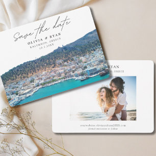 Elegant Kalymnos Greece Wedding Save the Date Invitation