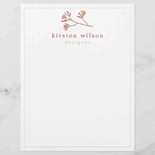 Elegant Kangaroo Paw Flower _ Personalized  Letterhead