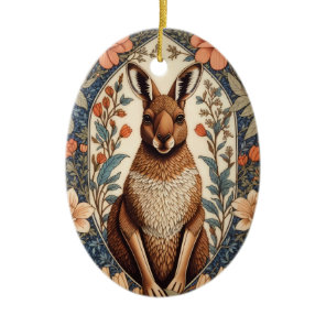 Elegant Kangaroo William Morris Inspired  Ceramic Ornament