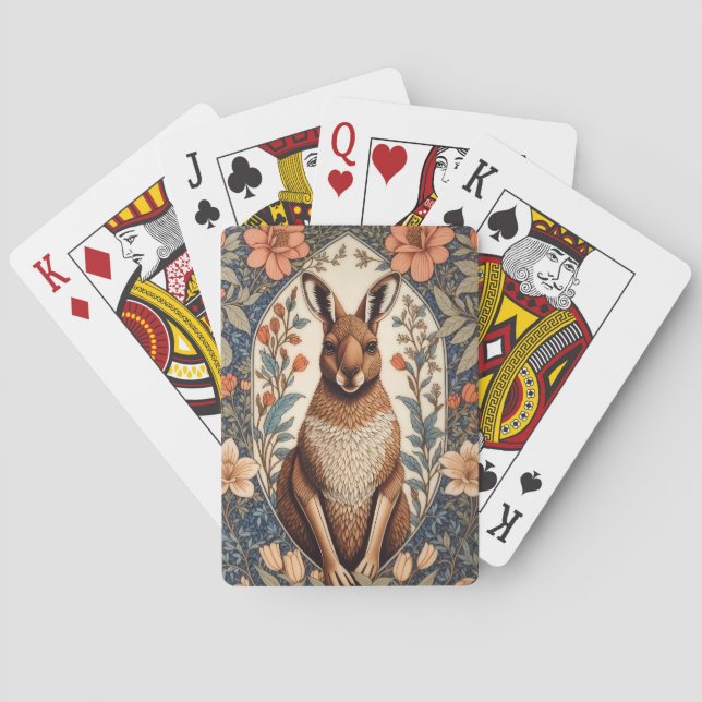 Elegant Kangaroo William Morris Inspired  Poker Cards (Back)