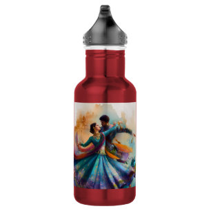 ✨Elegant Kathak Couple Dance Watercolor Artwork Stainless Steel Water Bottle