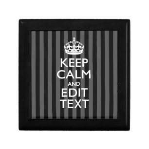 Elegant KEEP CALM AND Your Text on Black Stripes Gift Box