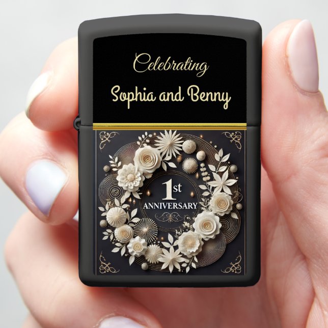 Elegant Keepsake for First Anniversary Zippo Lighter (In Hand)