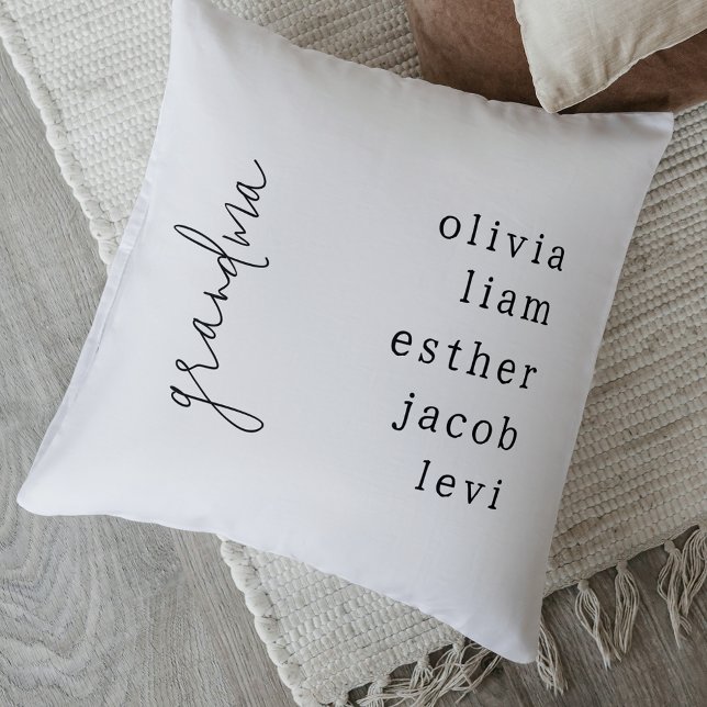 Elegant Keepsake Grandchildren Name Grandmother Throw Pillow (Elegant Keepsake Grandchildren Name Grandmother Throw Pillow)