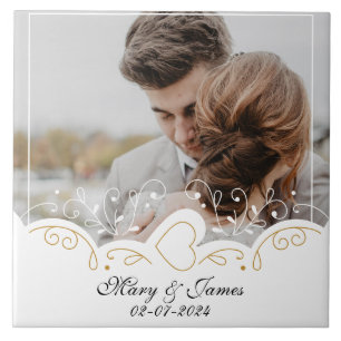Elegant Keepsake Memories Groom Newlyweds Ceramic Tile