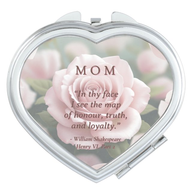 Elegant Keepsake Mom Quote Blush Pink Rose Compact Mirror (Front)