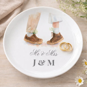 Elegant Keepsake Newlyweds Gift Bride Groom Trinket Tray