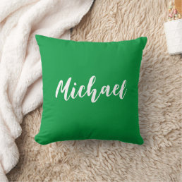 Elegant Kelly Green Custom Your Own Name Modern Throw Pillow