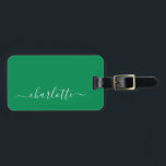 Elegant Kelly Green Script Name Personalized Luggage Tag<br><div class="desc">Elegant Kelly Green Script Name Personalized Luggage Tag</div>