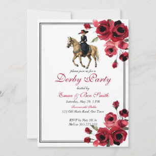 Elegant Kentucky Derby Invitation Lady Rider Red R